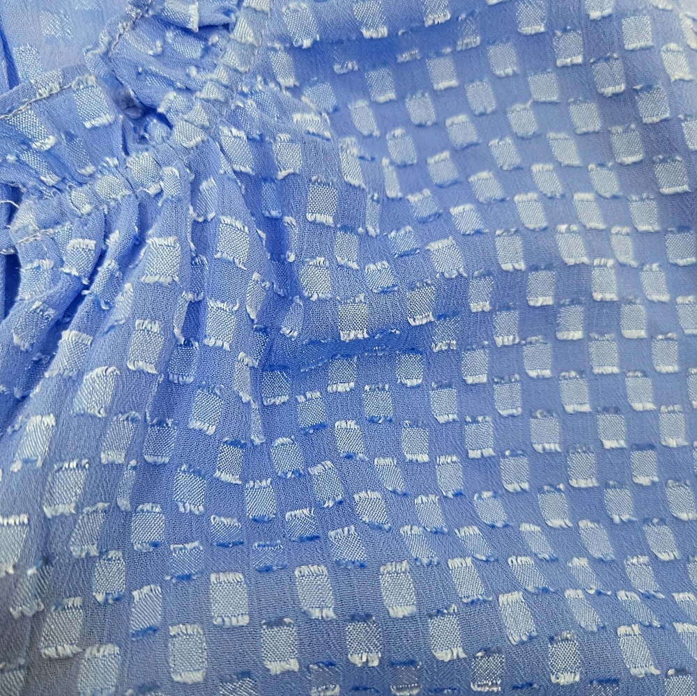 Alice + Olivia  Blue Textured Blouse Ruffle Detail Top - Picture 7 of 13